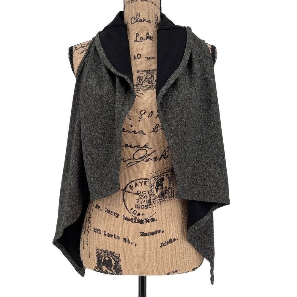 Bryn Walker Sleeveless Cardigan Sweater Gray Black Women Small